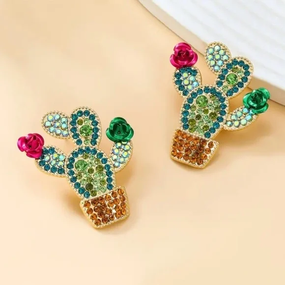 ✨Betsey Johnson Castelo Flowering Cactus Earrings - Picture 2 of 7